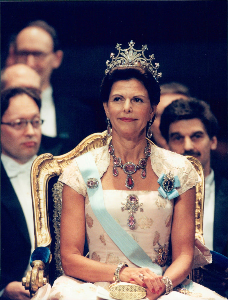 Queen Silvia at the Nobel Prize ceremony in the Concert Hall - Vintage Photograph
