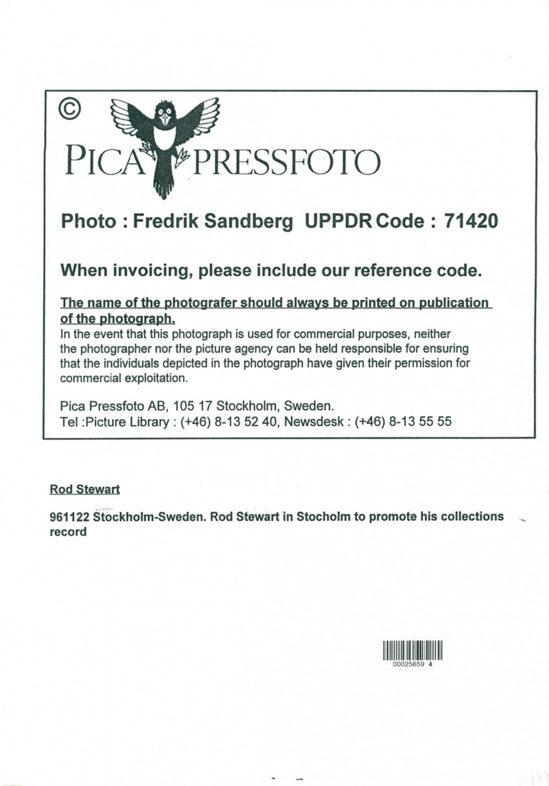 Rod Stewart in Stockholm - Vintage Photograph