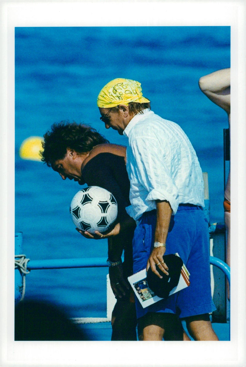 Rod Stewart arrives at Saint Tropez with his yacht - Vintage Photograph