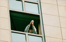 Michael Jackson in hotel windows in Budapest - Vintage Photograph