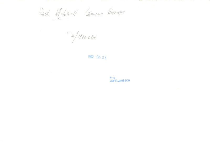 Musician Red Mitchell packs down the instruments after the show in Sweden - Vintage Photograph