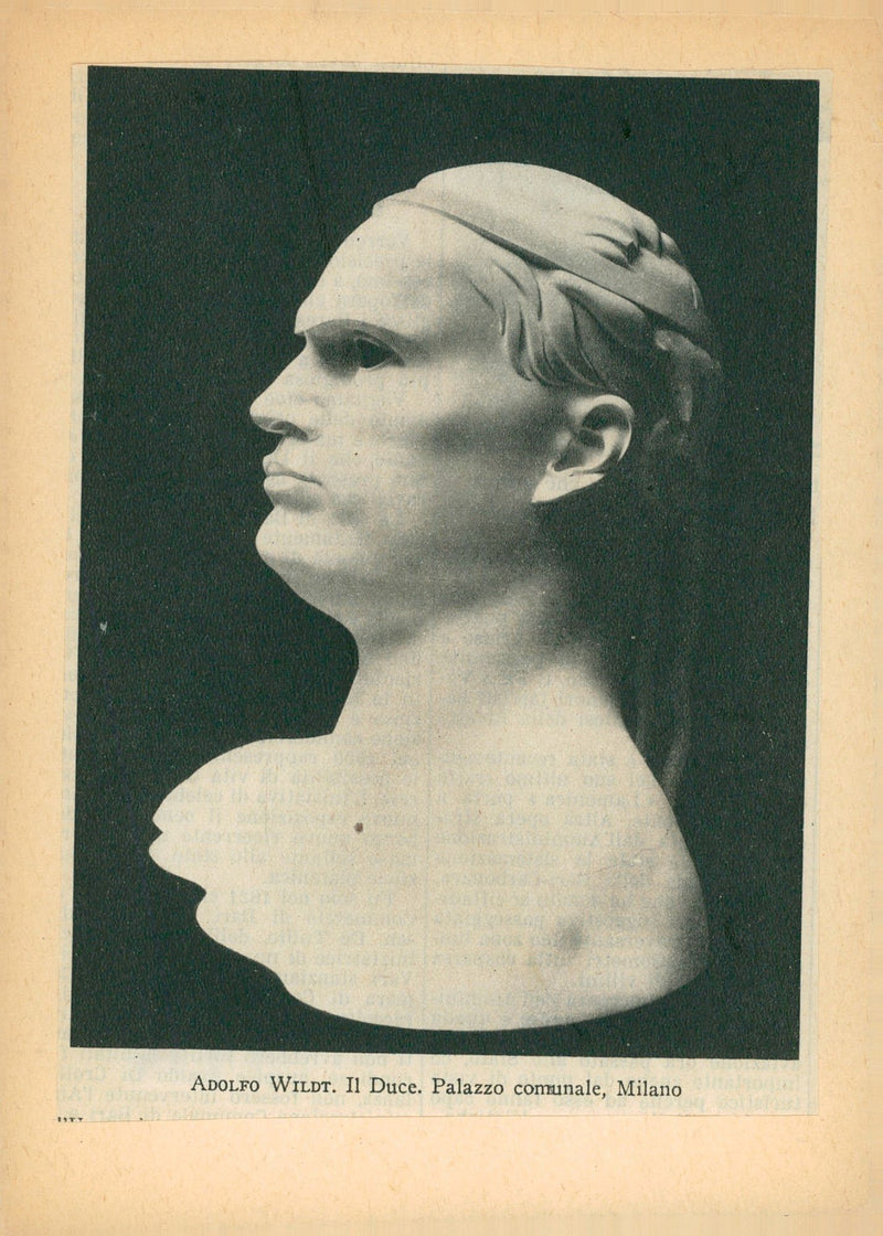Staty av skulptören Adolfo Wildt, "Il Duce" Benito Mussolini - Vintage Photograph