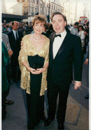 Composer Andrew Lloyd Webber with wife Madelaine at the premiere of the musical Sunset Boulevard at West End - Vintage Photograph