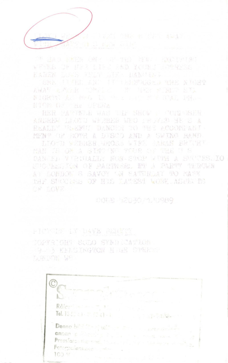 Composer Andrew Lloyd Webber is dancing with Karen Lowe from the musical fantasy of the opera - Vintage Photograph