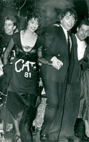 Singer Sarah Brightman and composer Andrew Lloyd Webber on stage at the musical Cats 8th anniversary at the New London Theater - Vintage Photograph