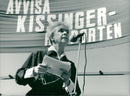 Sara Lidman speaks during a demonstration - Vintage Photograph