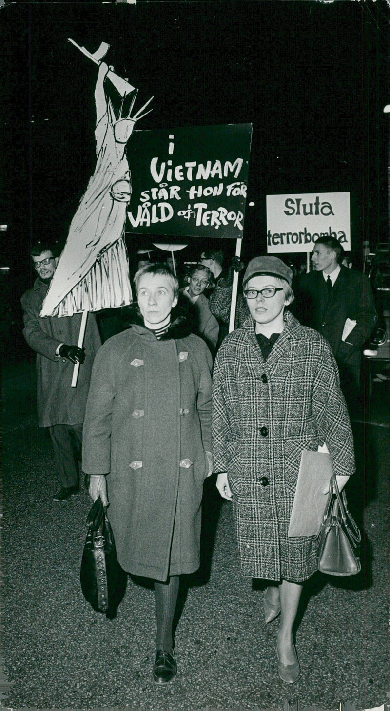 Sara Lidman participates in a demonstration - Vintage Photograph