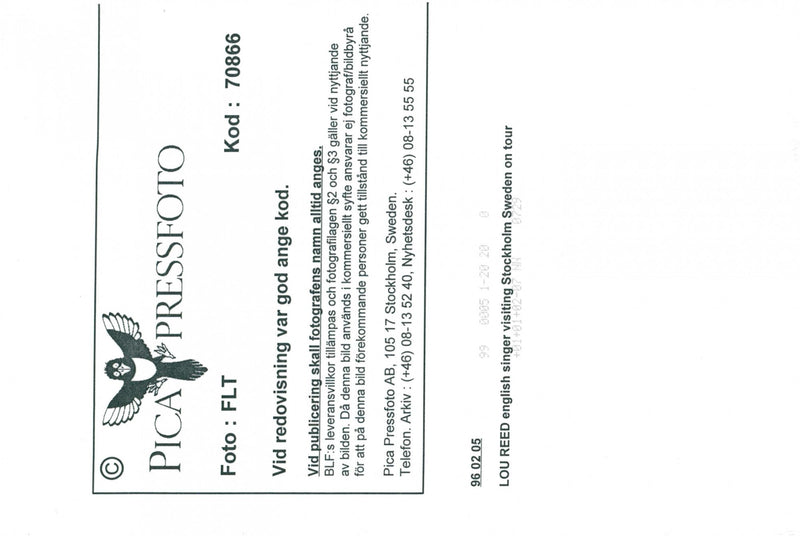 Rock musician Lou Reed visits Stockholm during his Swedish Tour - Vintage Photograph