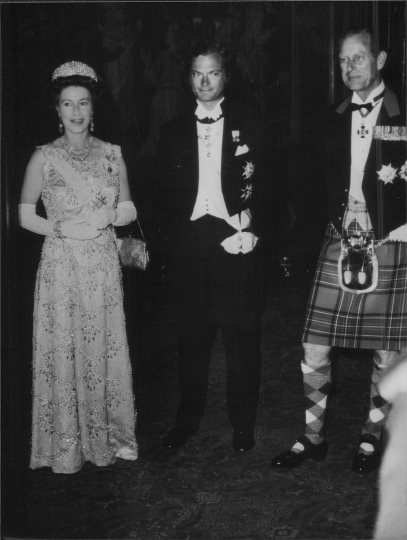 Queen Elizabeth II of England, King Carl XVI Gustaf and Prince Philip of England at the British King&