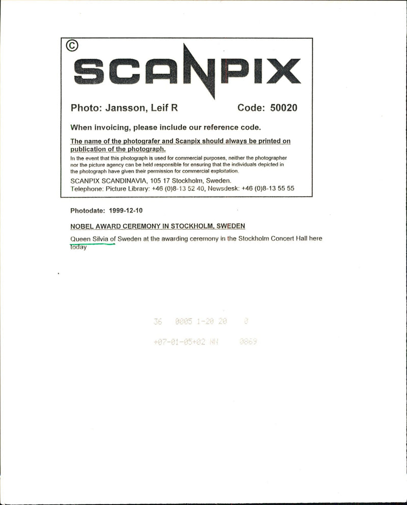 Silvia at the Nobel Prize Awards in Stockholm Concert Hall - Vintage Photograph