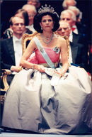 Queen Silvia at the Nobel Prize Awards in Stockholm Concert Hall - Vintage Photograph