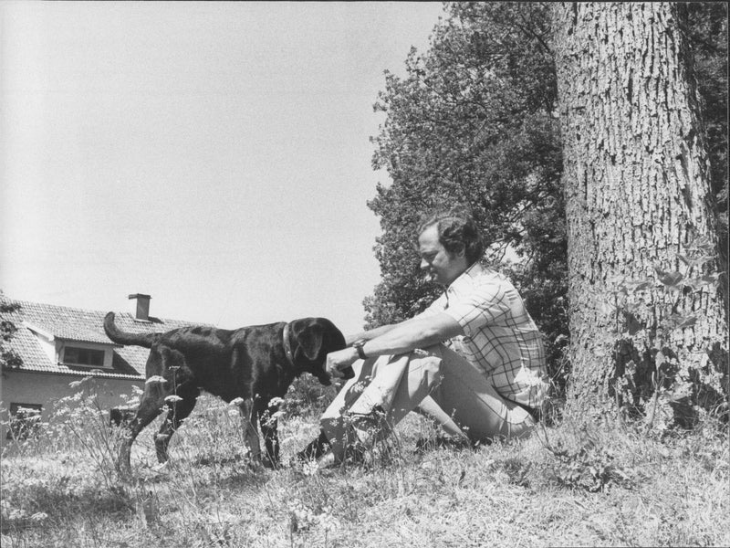 King Carl Gustaf with the dog Ali - Vintage Photograph