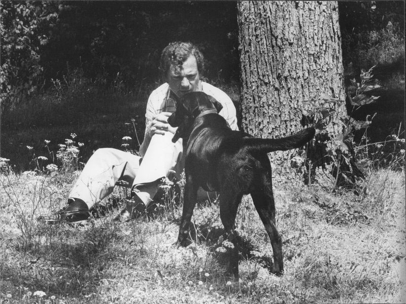 King Carl Gustaf with the dog Ali - Vintage Photograph