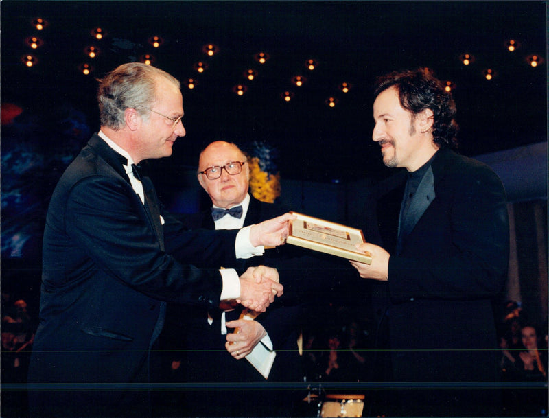 King Carl Gustaf divides the Polar Prize to Bruce Springsteen in the Berwald Hall - Vintage Photograph