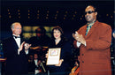 King Carl Gustaf handles the Polar Prize to the musician Stevie Wonder in the Berwald Hall - Vintage Photograph