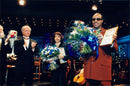 King Carl Gustaf handles the Polar Prize to the musician Stevie Wonder in the Berwald Hall - Vintage Photograph