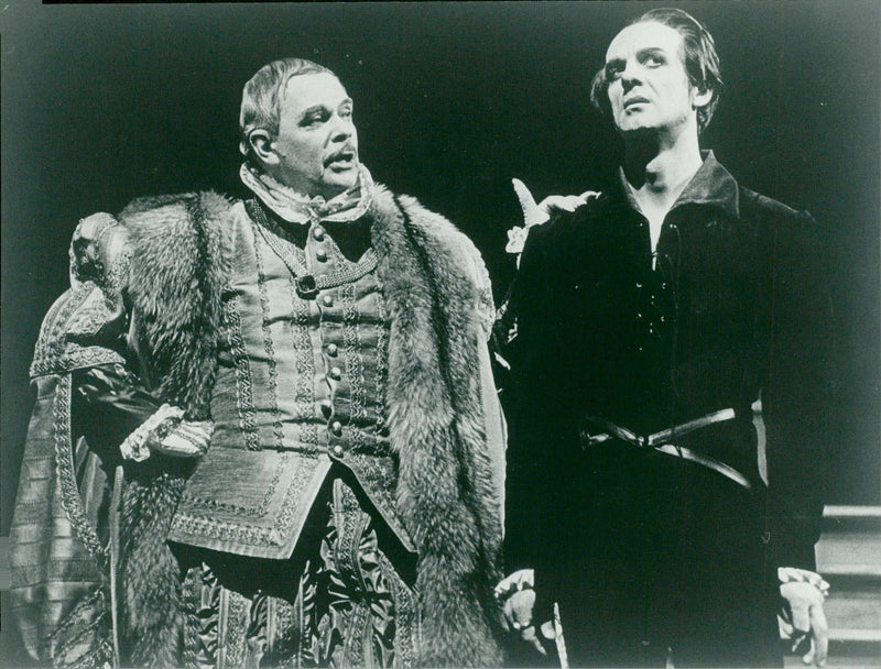 Joivo Pavlo as King Claudius and Jarl Kulle as Hamlet at Stockholm City Theater - Vintage Photograph