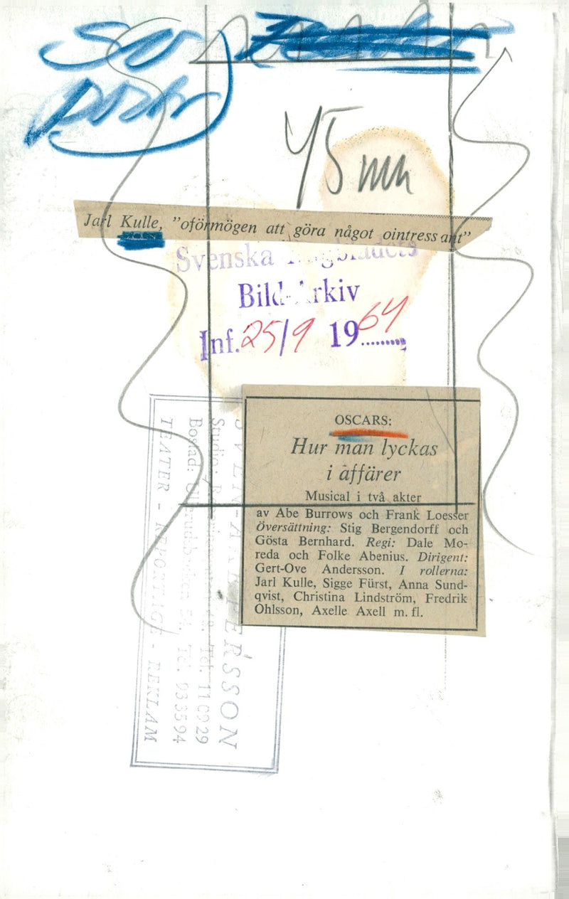 Jarl Kulle in the musical &quot;How to succeed in business&quot; - Vintage Photograph