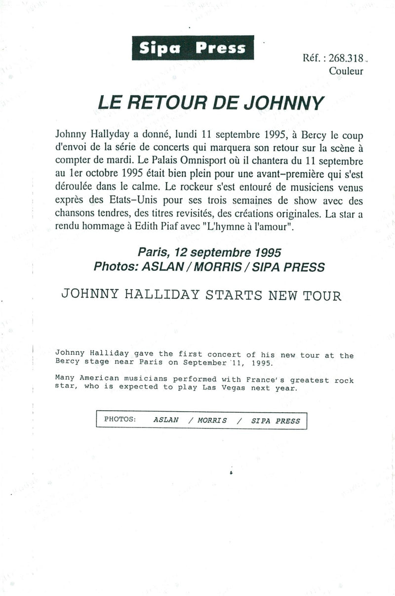 Concert picture on Johnny Hallyday taken during the first show on the tour. - Vintage Photograph