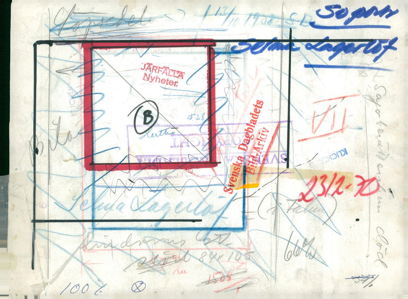 Selam LagerlÃ¶f at the bookshelf - 15 October 1938 - Vintage Photograph