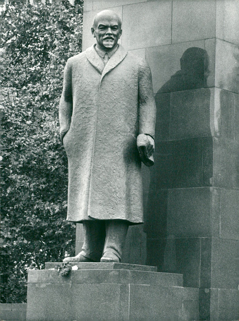 Vladimir Lenin, politician of the Soviet Union. Leninstatyn near the square of HjÃ¤lten - Vintage Photograph