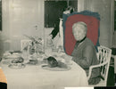 Writer Selma LagerlÃ¶f at the dining table - Vintage Photograph