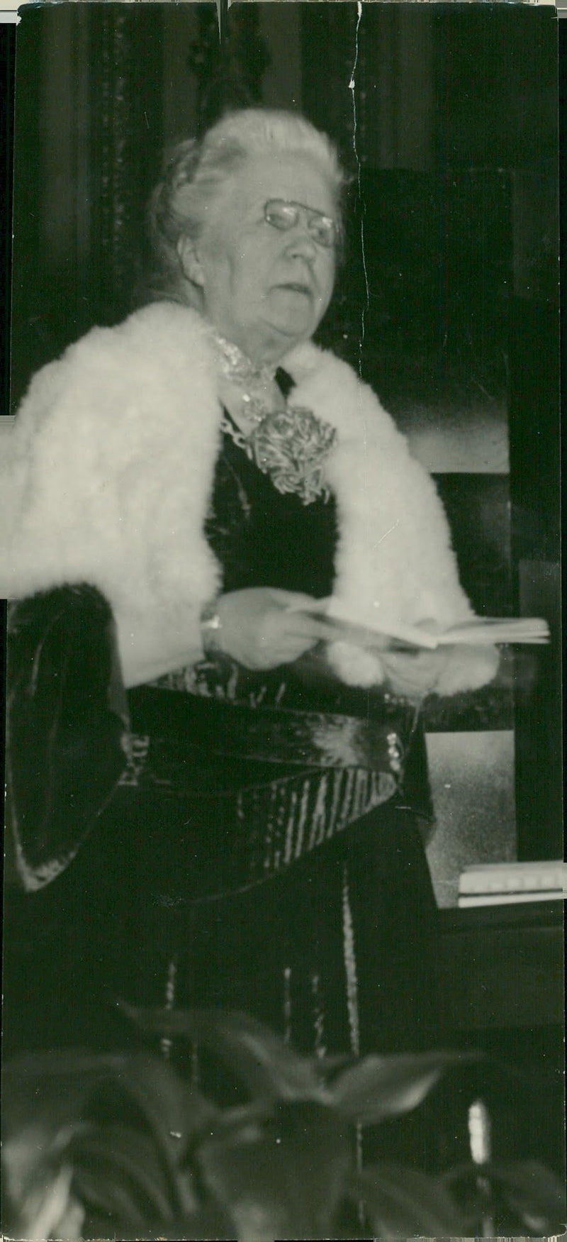 Selma LagerlÃ¶f under the &quot;Book Party&quot; - 2 December 1934 - Vintage Photograph