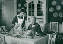 Selma LagerlÃ¶f at his dining table at MÃ¥rbacka - Year 1935 - Vintage Photograph