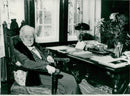 Selma LagerlÃ¶f at his desk - 1 November 1938 - Vintage Photograph