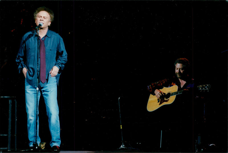 Art Garfunkel appears in front of the French audience at the Palais des Congres. - Vintage Photograph