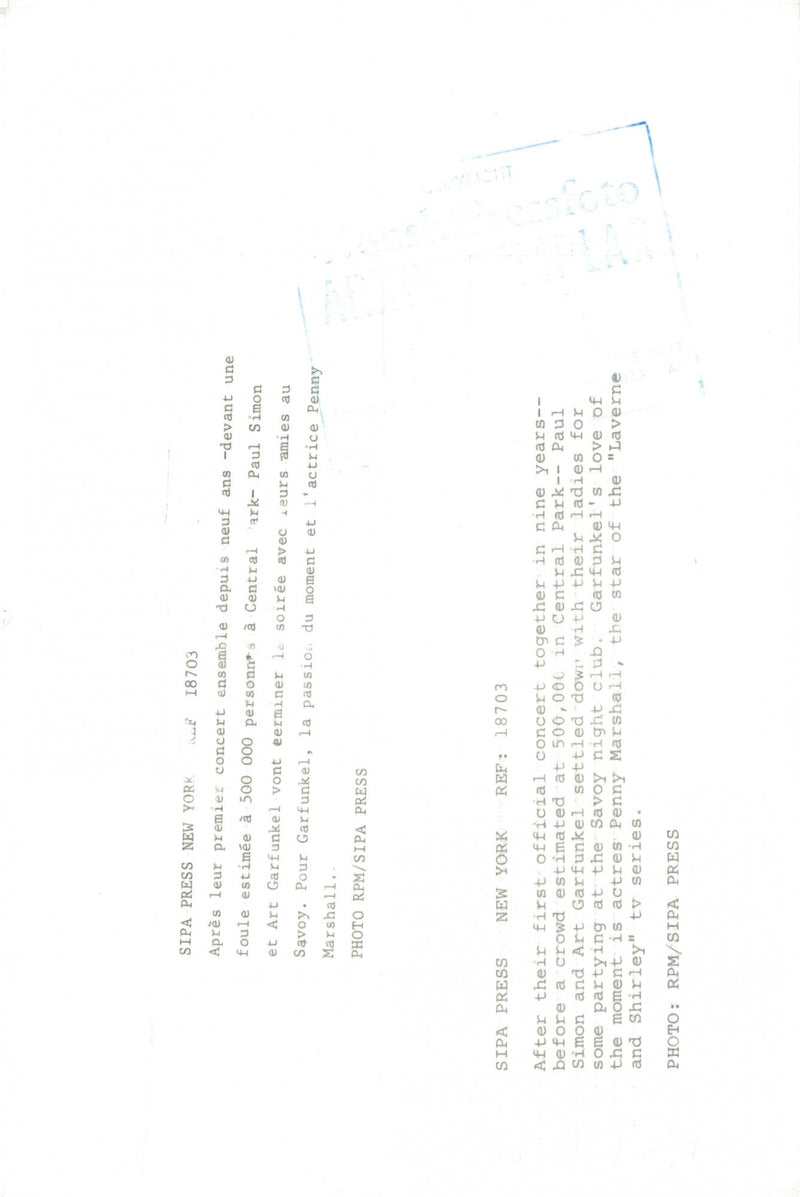 Art Garfunkel and girlfriend Penny Marshall party at the club Savoy night club. - Vintage Photograph