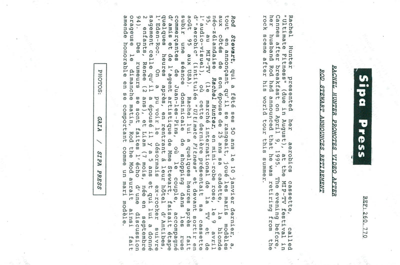 Singer Rod Stewart together with his wife Rachel Hunter at the MIP-TV festival in Cannes. - Vintage Photograph