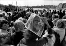 Great crowd is waiting to see Queen Elizabeth II and Prince Philip - Vintage Photograph