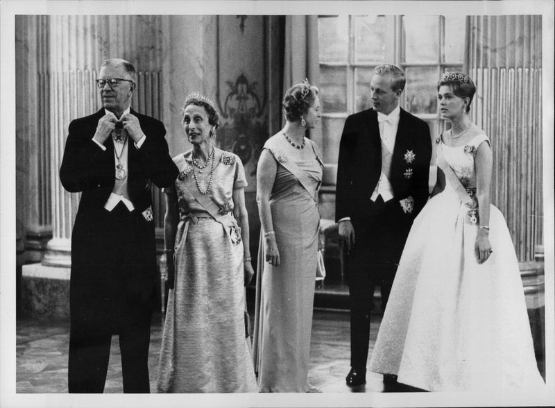 Elizabeth II and Prince Philips State Visit: King Gustaf VI Adolf and Queen Louise Mountbatten - Vintage Photograph