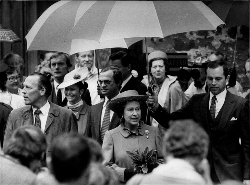 Queen Silvia, King Carl XVI Gustaf, Prince Philip and Queen Elizabeth II - Vintage Photograph