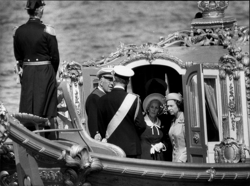Prince Bertil, Prince Philip, Princess Lilian and Queen Elizabeth II at Vasa Order in Skeppsholmen - Vintage Photograph
