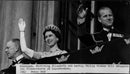 King Gustaf VI Adolf, Queen Elizabeth II and Prince Philip wave to the crowds at Lejonbacken - Vintage Photograph