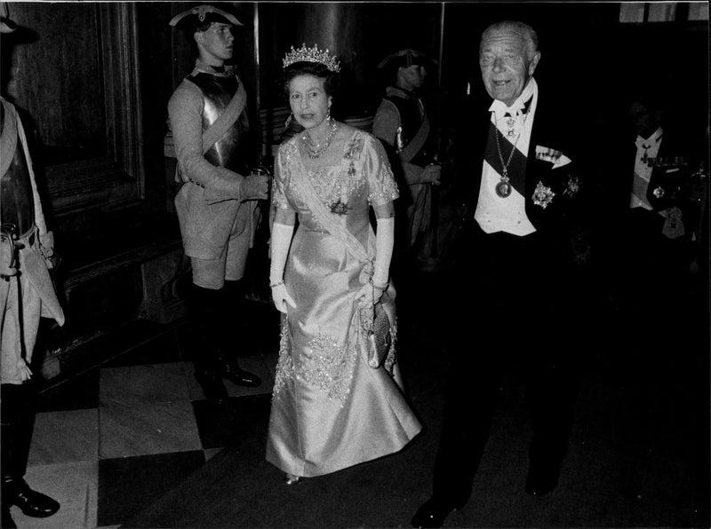 Queen Elizabeth II together with Prince Bertil - Vintage Photograph