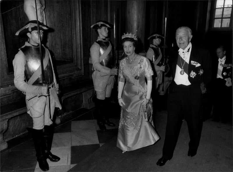 Queen Elizabeth II together with Prince Bertil - Vintage Photograph