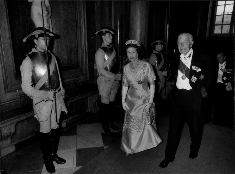 Queen Elizabeth II together with Prince Bertil - Vintage Photograph