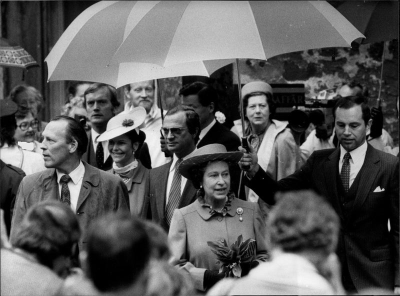 Queen Silvia, King Carl XVI Gustaf, Prince Philip and Queen Elizabeth II - Vintage Photograph