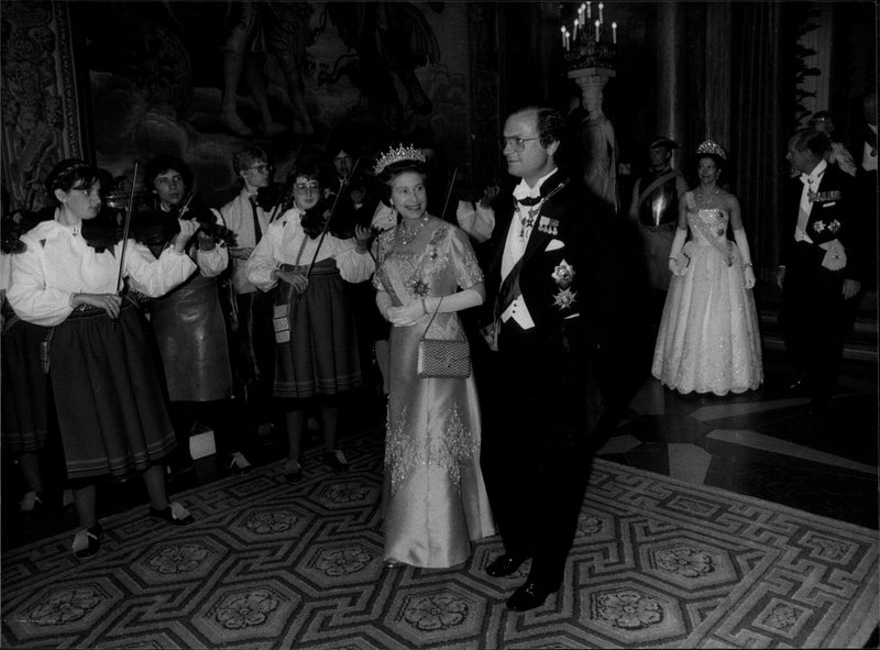 Queen Elizabeth II, King Carl XVI Gustaf, Queen Silvia and Prince Philip - Vintage Photograph