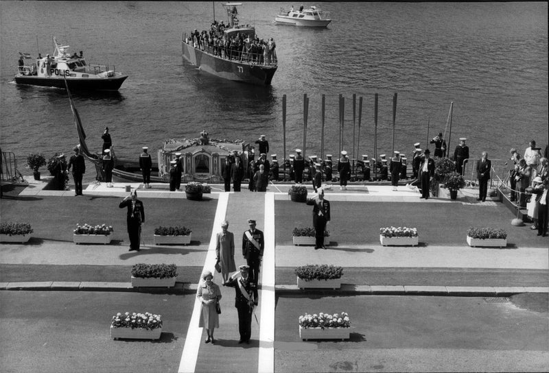 Queen Elizabeth II and Prince Philip arrive to Stockholm - Vintage Photograph