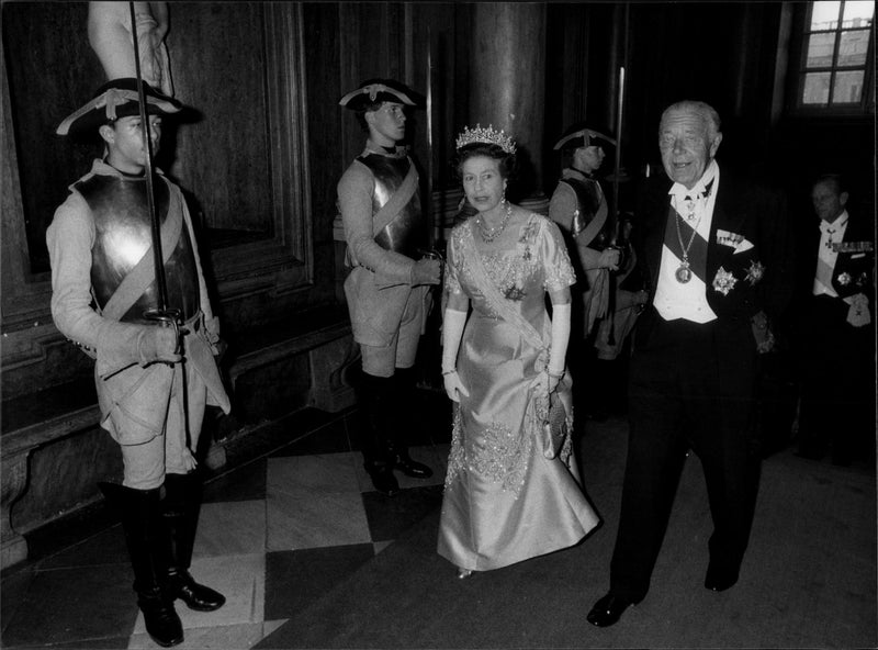 Queen Elizabeth II together with Prince Bertil - Vintage Photograph