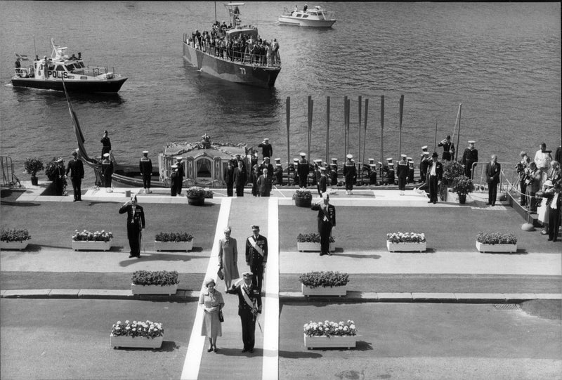 Queen Elizabeth II and Prince Philip arrive to Stockholm - Vintage Photograph