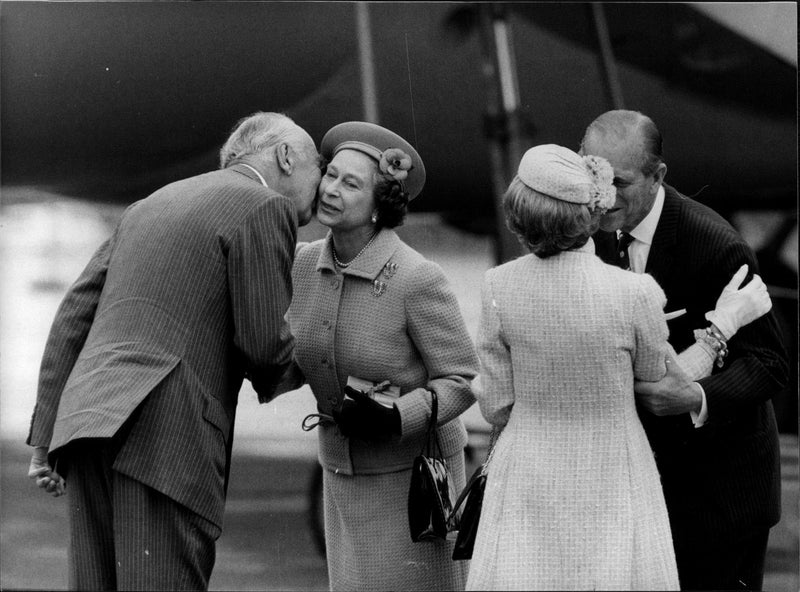 Queen Elizabeth II and Prince Philip farewell to Prince Bertil and Princess Lilian - Vintage Photograph