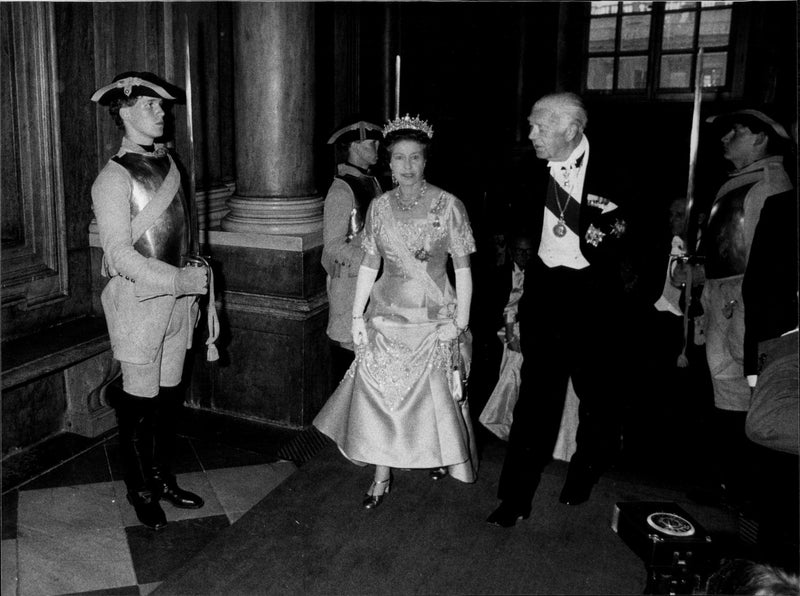 Queen Elizabeth II together with Prince Bertil - Vintage Photograph