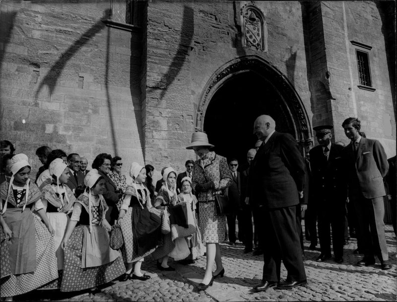 Queen Elizabeth II on visit to southern France with Prince Charles - Vintage Photograph