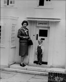 Queen Elizabeth with the grandson Peter visits the miniature cottage "Y Bwthyn Bach" in Wales - Vintage Photograph