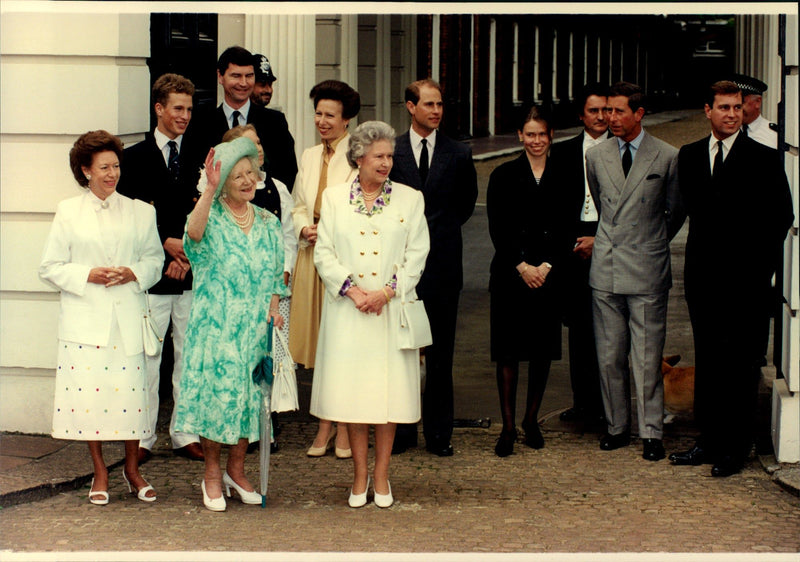 Queen Elizabeth II along with his family outside Clarence House - Vintage Photograph